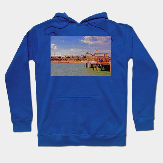 Clacton On Sea Pier And Beach Essex UK Hoodie by AndyEvansPhotos